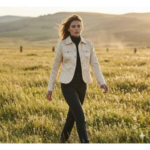 NEW I.e. Petite Jacket Blazer Womens PM White Quilted Satin Lined Classic